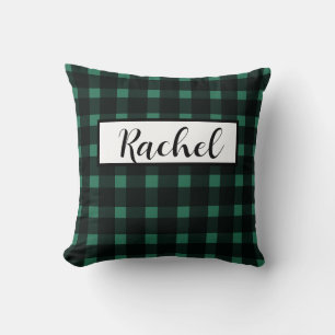 Black Green Gingham Personalisiert Kissen