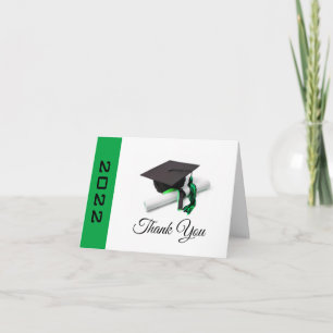 Black & Green Graduation Cap and Tassel Dankeskarte