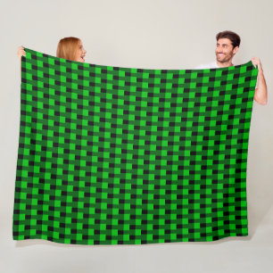 Black Green Karo Fleece Blanket - Modern