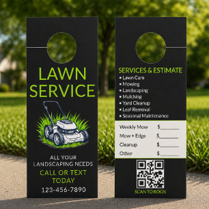 Black Green Lawn Care QR-Angebotsschätzung Türanhänger