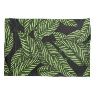 Black Green Leafy Luxurious Pillowcase Kissenbezug