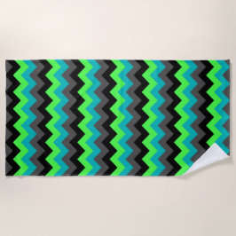 Black Green Ombre Chevrons Beach Towel Strandtuch