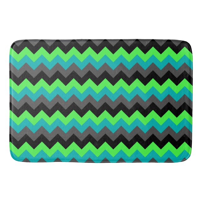 Black Green Ombre Chevrons Large Bath Mat Badematte (Vorderseite)