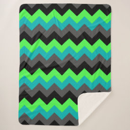 Black Green Ombre Chevrons Large Sherpa Blanket Sherpadecke