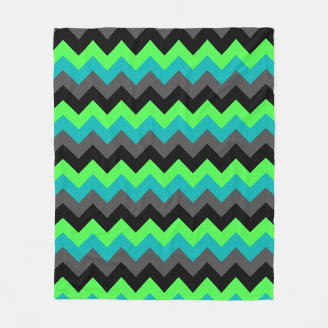 Black Green Ombre Chevrons Medium Fleece Blanket (Vorderseite)