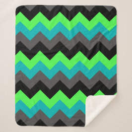 Black Green Ombre Chevrons Medium Sherpa Blanket Sherpadecke