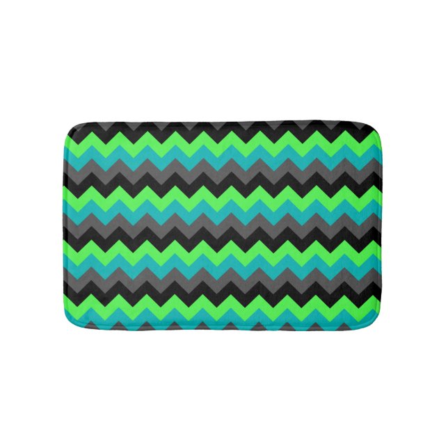 Black Green Ombre Chevrons Small Bath Mat Badematte (Vorderseite)