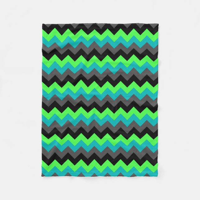 Black Green Ombre Chevrons Small Fleece Blanket (Vorderseite)