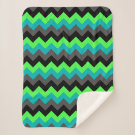 Black Green Ombre Chevrons Small Sherpa Blanket Sherpadecke