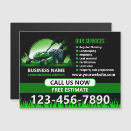 Black Green Professional Lawn Care Promo Magnet