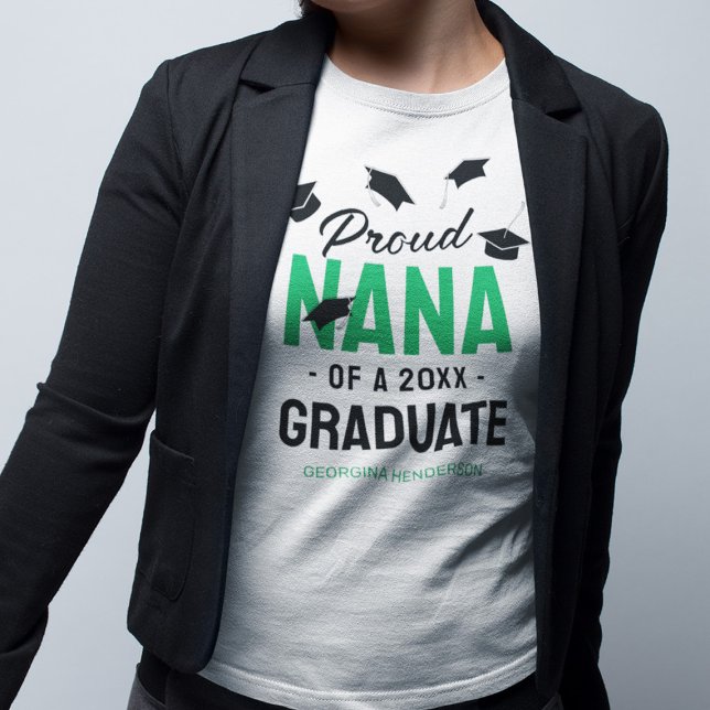 Black Green Proud Nana 2025 Graduate T-Shirt (Von Creator hochgeladen)