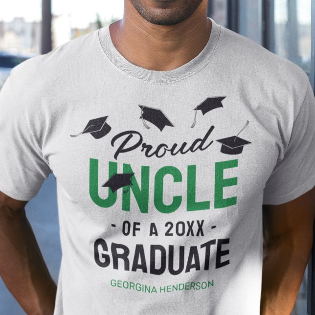 Black Green Proud Onkel 2025 Graduate T-Shirt (Von Creator hochgeladen)
