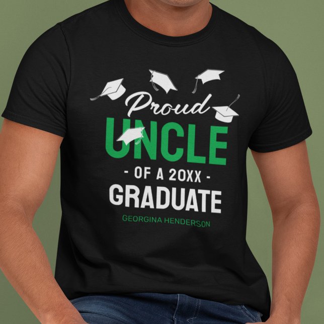 Black Green Proud Onkel 2025 Graduate T-Shirt (Von Creator hochgeladen)