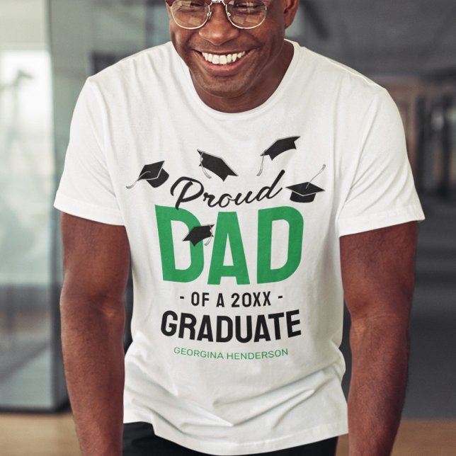 Black Green Proud Vater 2025 Graduate T-Shirt (Von Creator hochgeladen)