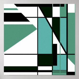 Black Green Shades White Mosaic like Retro Design Poster