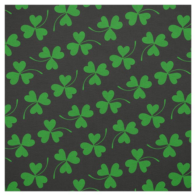 Black & Green St Patrick's Day Kleeblatt Muster Stoff (Muster)