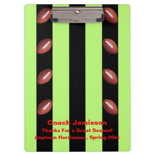 Black Green Strip, danke Fußball Team Coach Klemmbrett