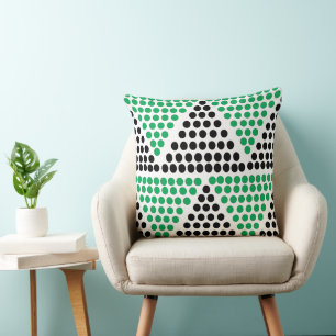 Black Green Triangle Polka Dot Pattern Kissen