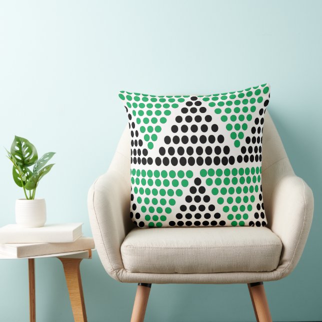 Black Green Triangle Polka Dot Pattern Kissen (Stuhl )