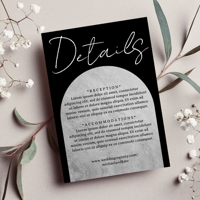 Black & Grey Dark Gothic Headstone Arch Wedding Begleitkarte (Black & Grey Dark Gothic Headstone Arch Wedding Enclosure Card)
