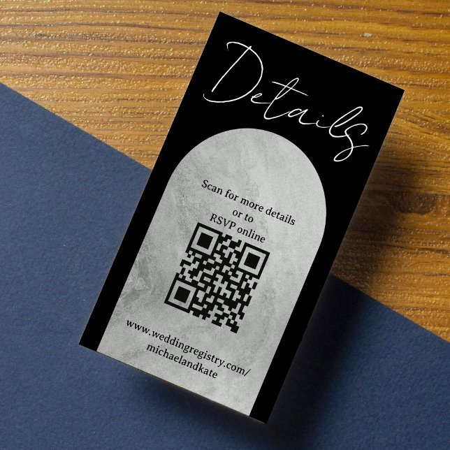 Black & Grey Gothic Headstone Arch Wedding Details Begleitkarte (Black & Grey Gothic Headstone Arch Wedding Details Enclosure Card)