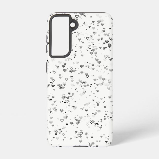 Black & Grey Hearts Phone Case Samsung Galaxy Hülle (Rückseite)