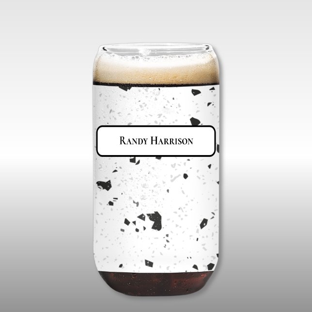 Black & Grey Micro Chips Retro Terrazzo Pattern Dosenglas (Von Creator hochgeladen)