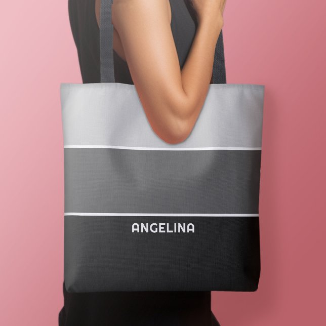 Black Grey Paint Chips Color Block with Name (Personalized tote bag - add your name or other text)