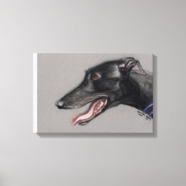 Black Greyhound Dog Art Canvas Print Leinwanddruck (Vorderseite)