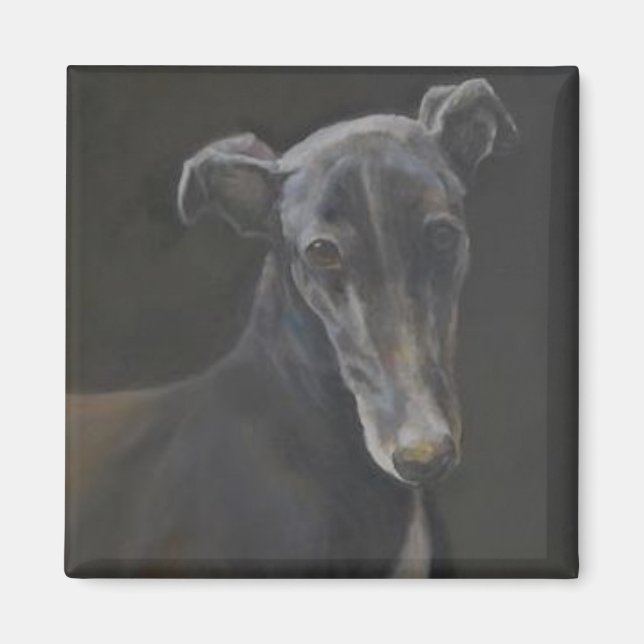 Black Greyhound Dog Art Magnet (Vorne)