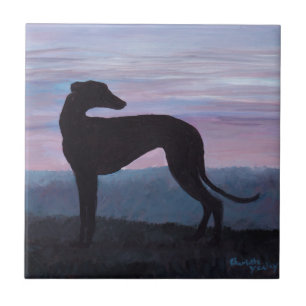 Black Greyhound Hund Silhouette Keramik Fliese