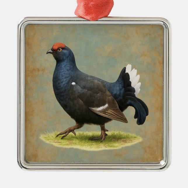 Black Grouse design Christmas tree decoration Ornament Aus Metall (Vorne)
