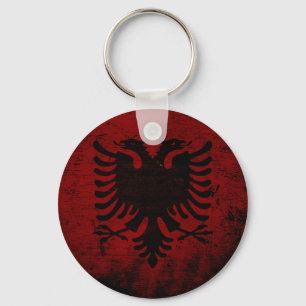 Black Grunge Albania Flag Schlüsselanhänger