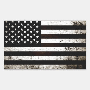 Black Grunge American Flag 2 Rechteckiger Aufkleber