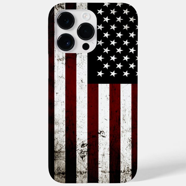 Black Grunge American Flag Case-Mate iPhone Hülle (Rückseite)