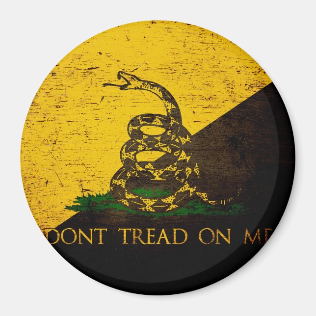 Black Grunge Anarcho Gadsden Flag Magnet (Vorne)