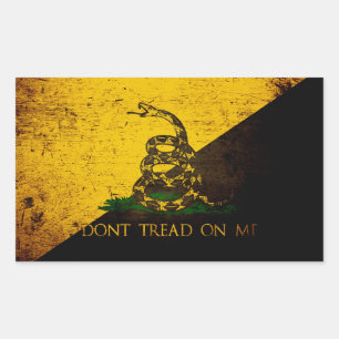 Black Grunge Anarcho Gadsden Flag Rechteckiger Aufkleber