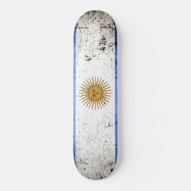 Black Grunge Argentinien Fahne Skateboard (Vorderseite)