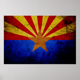 Black Grunge Arizona State Flag Poster