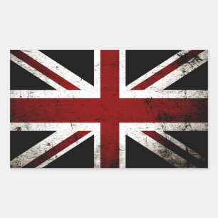 Black Grunge England Flag 3 Rechteckiger Aufkleber