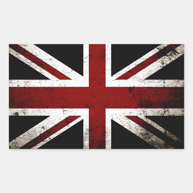 Black Grunge England Flag 3 Rechteckiger Aufkleber (Vorderseite)