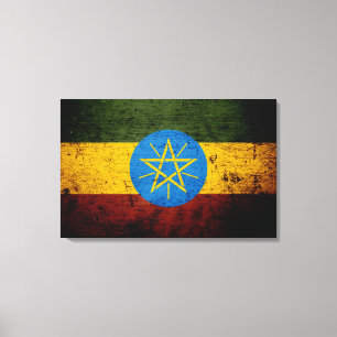 Black Grunge Ethiopia Flag Leinwanddruck