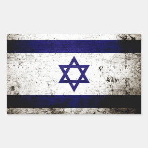 Black Grunge Israel Flag Rechteckiger Aufkleber