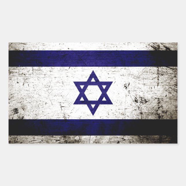 Black Grunge Israel Flag Rechteckiger Aufkleber (Vorderseite)