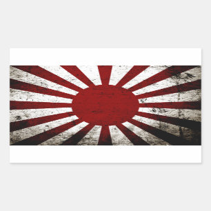 Black Grunge Japan Aufblähung der Sonnenflagge Rechteckiger Aufkleber