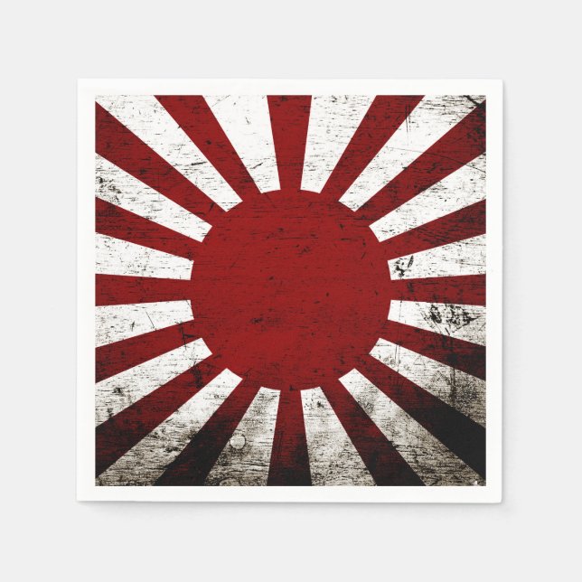 Black Grunge Japan Aufblähung der Sonnenflagge Serviette (Vorderseite)