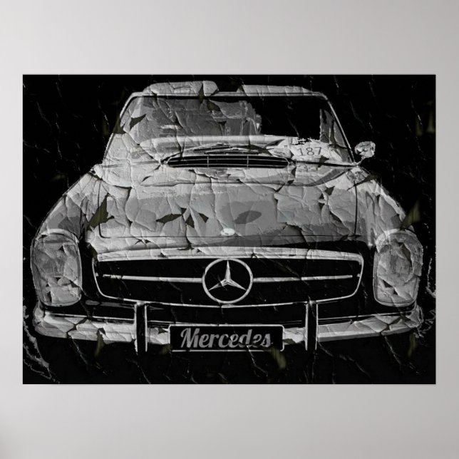 Black Grunge Mercedes Poster von N.P. (Vorne)