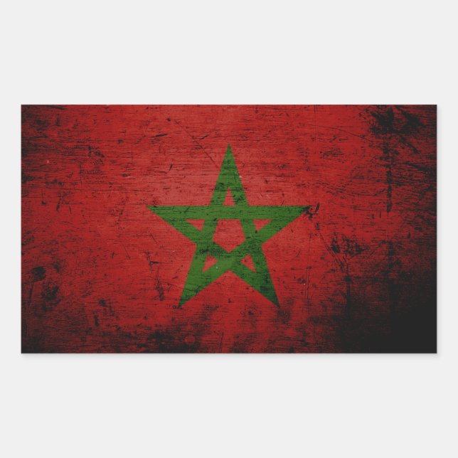 Black Grunge Morocco Rechteckiger Aufkleber (Vorderseite)