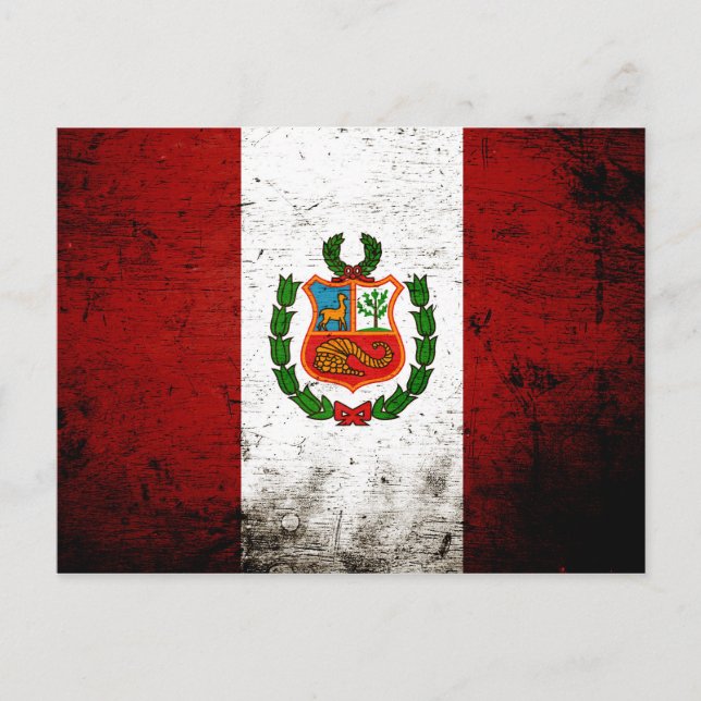 Black Grunge Peru Flag Postkarte (Vorderseite)