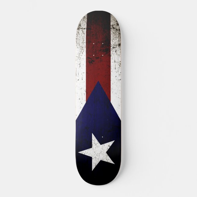 Black Grunge Puerto Rico Fahne Skateboard (Vorderseite)